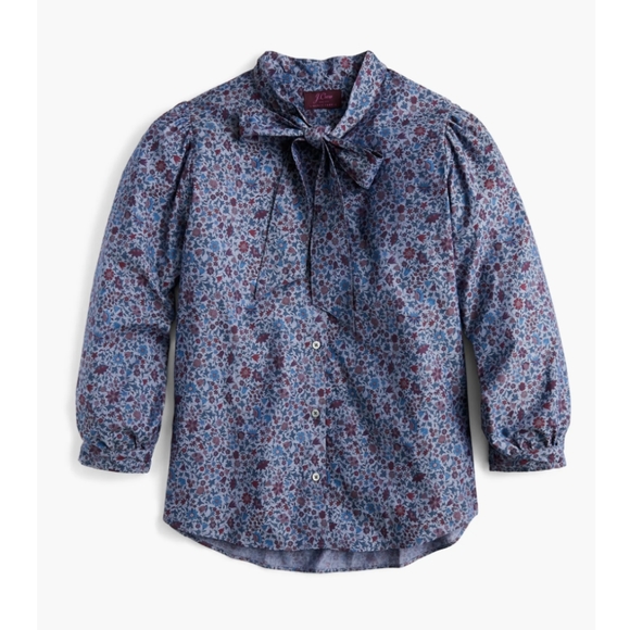 J. Crew Tops - J.Crew Tie-neck Blouse In Liberty Columbo Chambray